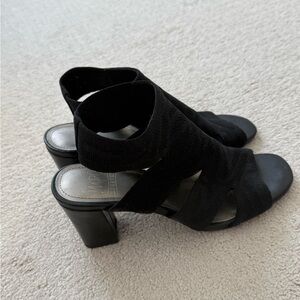 Comfortable Black Women's Block Heel Slingback Sandals - Impo Stretch